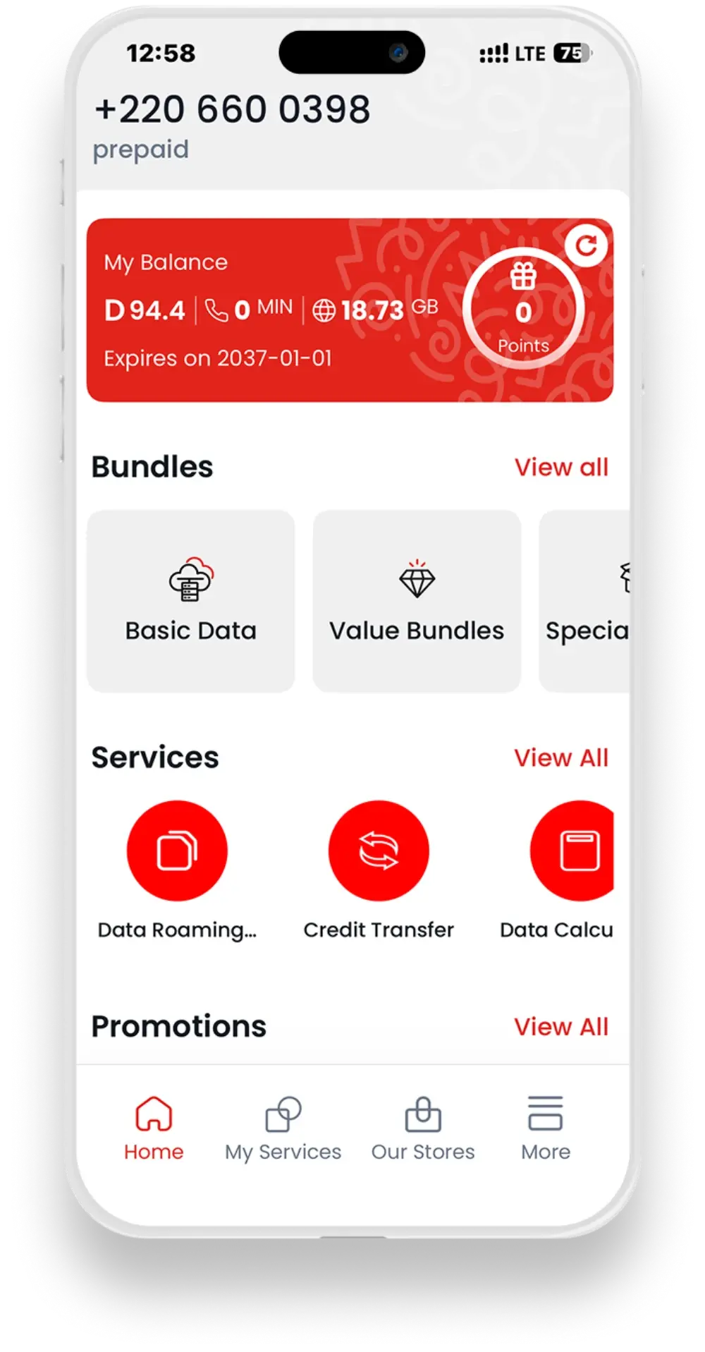 Balance screen