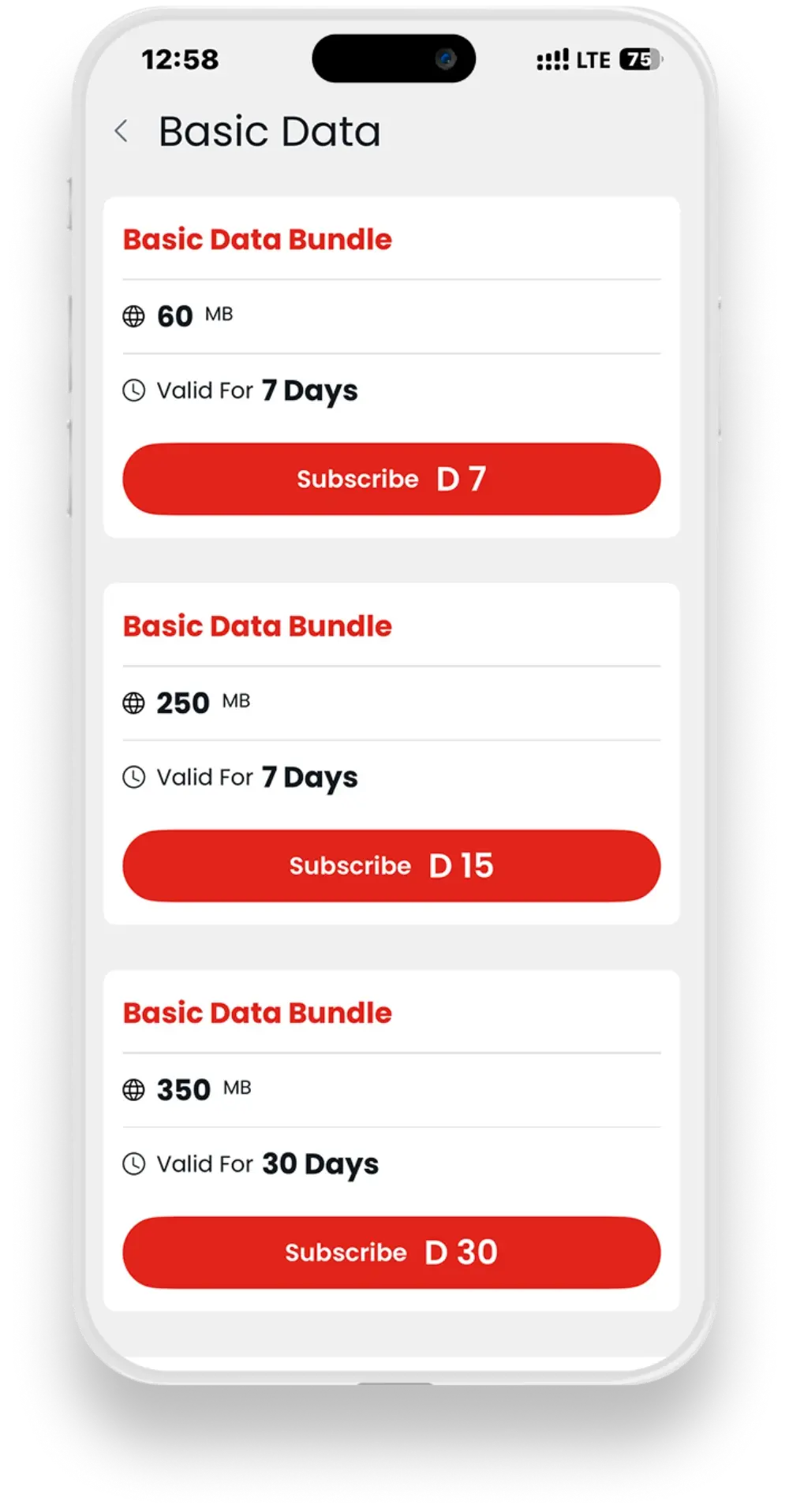 Bundles screen